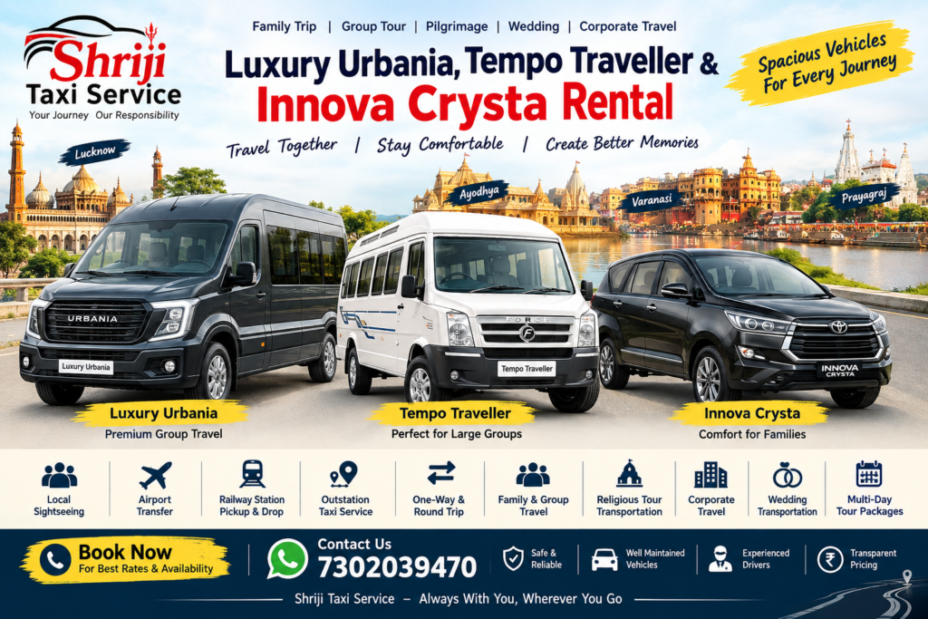 Luxury Urbania Tempo Traveller and Innova Crysta rental by Shriji Taxi Service